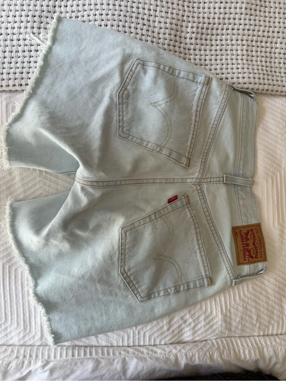 Levi's Light Blue High-Waist Long Denim Shorts
